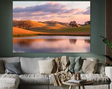 Landschap in het avondlicht van Poster Art Shop
