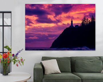 Lighthouse at sunset by Poster Art Shop