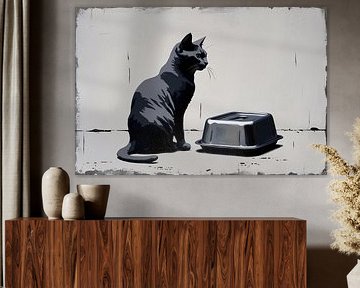 Cat with lid minimalist painting