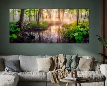 Mystieke bosochtend van Poster Art Shop