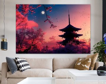 Pagode im Mondschein von Poster Art Shop