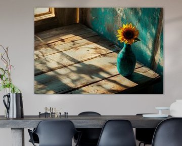 Zonnebloem in het licht van Poster Art Shop