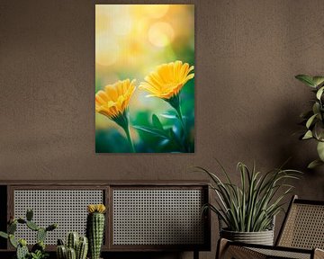 Zonnebloemen in het licht