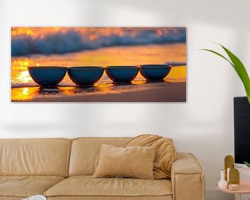 Bols dégoulinants sur la plage sur Poster Art Shop
