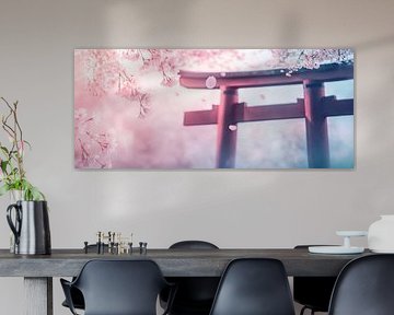 Torii in the cherry blossom rain by Poster Art Shop