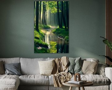 Betoverende bosrivier van Poster Art Shop