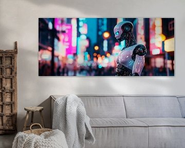 Toekomstige robots in de stad van Poster Art Shop