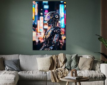 Toekomstige robots in neonlicht van Poster Art Shop