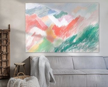 Abstract kleurrijk berglandschap pastel van Imperial Art House