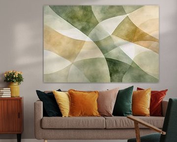 Aquarel abstracte groene vormen van Imperial Art House