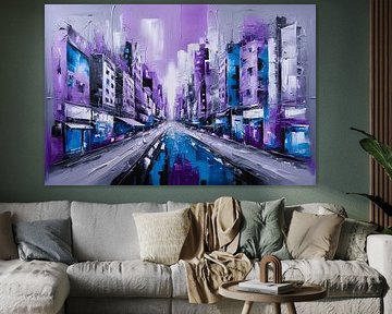 Abstract purple city painting by Imperial Art House