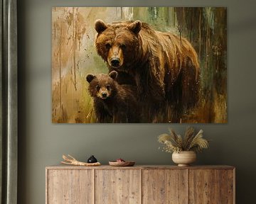 Mother bear with cub in forest by Imperial Art House