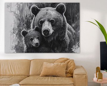 Bear portrait in black-and-white style by Imperial Art House