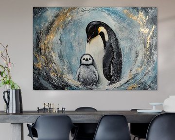 Pinguïn met schattig kuiken van Imperial Art House