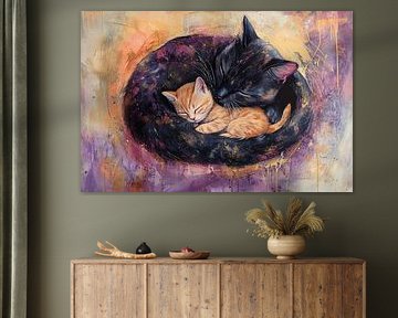 Liebevolle Katzenmutter mit Jungen von Imperial Art House