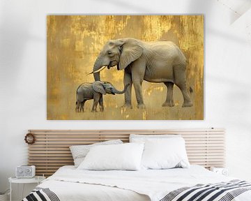 Moederolifant met haar kalf van Imperial Art House