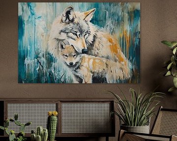 Loup protecteur avec louveteau sur Imperial Art House