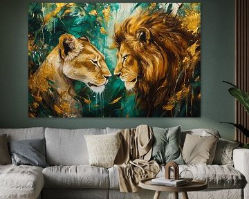 Leeuw en leeuwin in harmonie van Imperial Art House