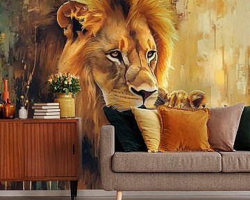 Löwe mit niedlichem Jungtier in der Nähe von Imperial Art House