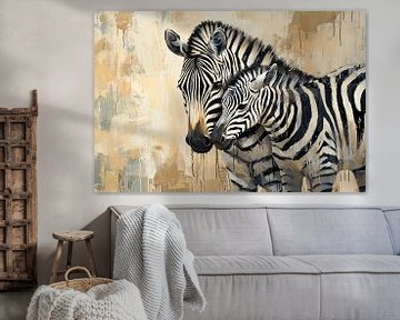 Zebra met jong in strepen van Imperial Art House