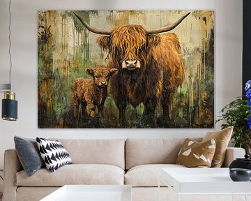 Schotse hooglanders in de natuur van Imperial Art House