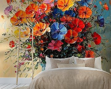 Bunte Blumenmalerei | Lebendige Symphonie in Blüte von Kunst Laune