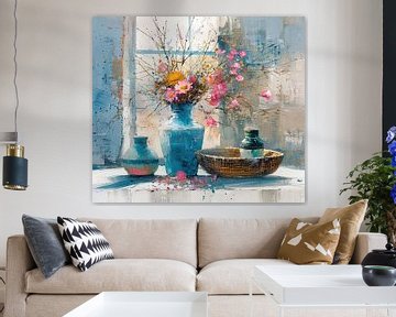 Abstract Winter Bloem | Chilled Petals Amidst Blue van Kunst Kriebels