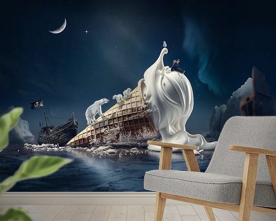 Voorbeeld van het werk in een kamer