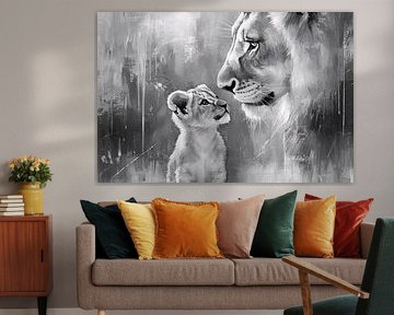 Intimate bond lion and cub by Imperial Art House