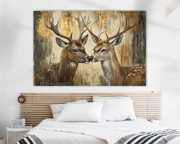 Twee sierlijke herten in goud van Imperial Art House