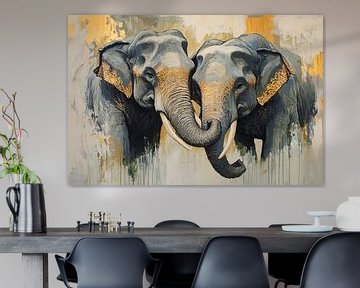 Olifanten met gouden accenten van Imperial Art House