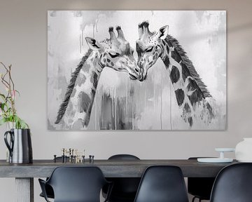 Two giraffes in black and white by Imperial Art House