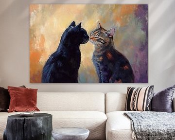 Black and striped cat together by Imperial Art House