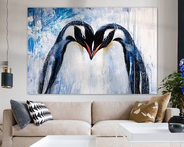 Liefdevolle pinguïns in abstracte stijl van Imperial Art House