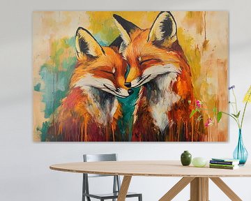 Kleurrijke vossen schilderij modern van Imperial Art House