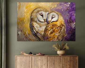 Liefdevolle uilen in kleurrijke tinten van Imperial Art House