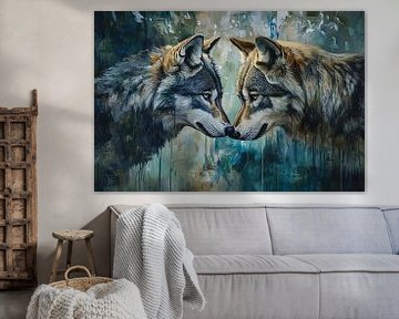 Wolven neus aan neus schilderij van Imperial Art House