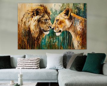 Intime Begegnung zwischen Löwe und Löwin von Imperial Art House