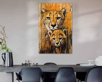 Kleurrijk cheeta schilderij met jong van Imperial Art House