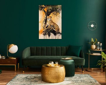 Cheeta met welp onder boom van Imperial Art House