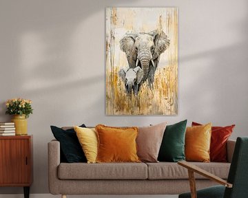 Mother and baby elephant painting by Imperial Art House