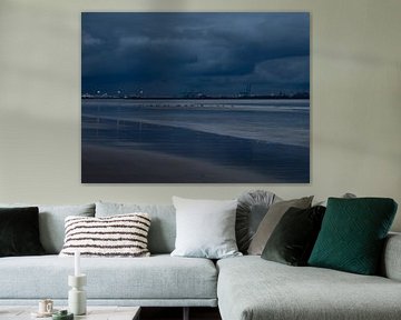 View of Zeebrugge during blue hour by Captured Created by Cathleen
