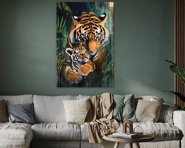Tiger mit Jungtier im Dschungel von Imperial Art House