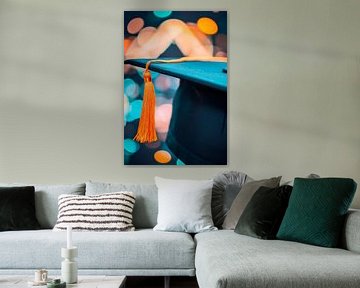 Afstudeerpet met oranje kwastje van Poster Art Shop