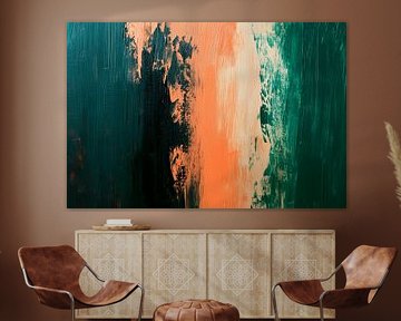 Abstract colour explosion in green-orange by Poster Art Shop