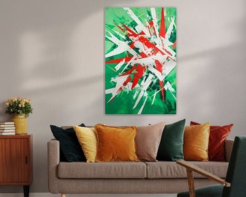 Abstract colour explosion in red and white by Poster Art Shop