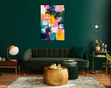 Abstracte kleurenexplosie in pasteltinten van Poster Art Shop