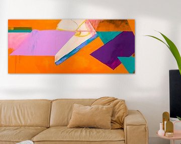 Abstracte kleurencompositie in oranje van Poster Art Shop