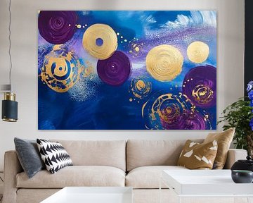 Abstract colour circles on blue by Poster Art Shop