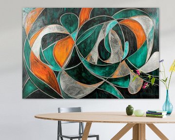 Abstracte kleurencompositie met lijnen